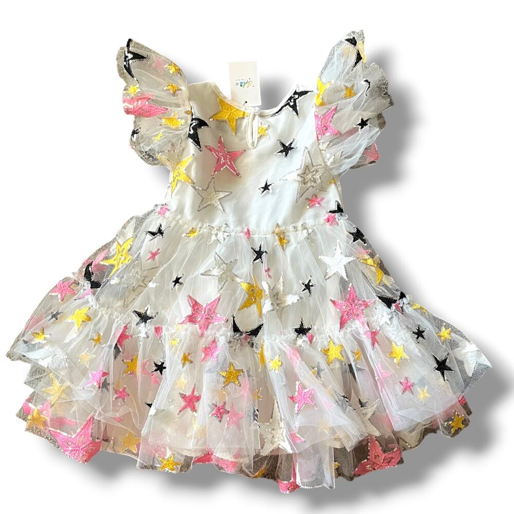 NWT Lola and the Boys White "Super Star Party" Tulle Dress (Size 6T)